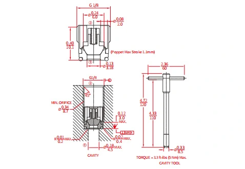 Performans/boyut/ICV2500-G18 vidalı çek valfinin kesit çizimi