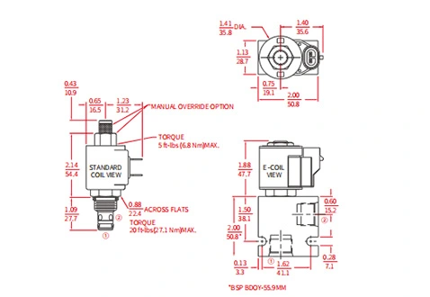 Performans/boyut/kesit çizimi ISV08-20 Poppet 2 yönlü N.C. Solenoid valf