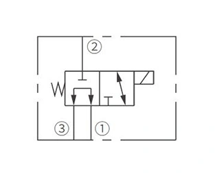 ISV08-33 makaralı 3 yollu 2 konumlu Solenoid valfin çalışma sembolü