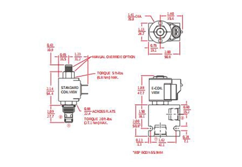 Performans/boyut/kesit çizimi ISV08-22 Poppet 2 yönlü N.C. Solenoid valf