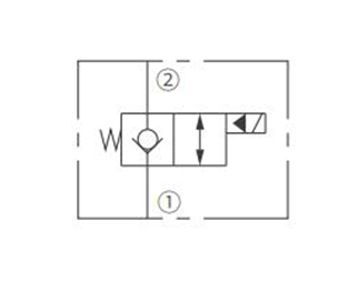 ISV08-22 Poppet 2 yollu N.C çalışma sembolü. Solenoid valf