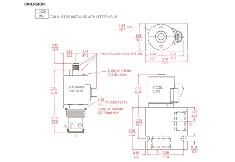 Performans/boyut/kesit çizimi ISV16-B20 Poppet 2 yönlü N.C. Solenoid valf