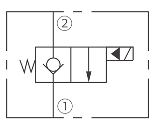 ISV10-B20 Poppet 2 yollu N.C çalışma sembolü. Solenoid valf