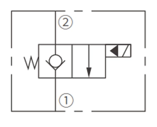 ISV16-20 Poppet 2 yollu N.C çalışma sembolü. Solenoid valf