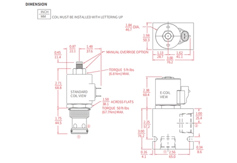 Performans/boyut/kesit çizimi ISV16-20 Poppet 2 yönlü N.C. Solenoid valf